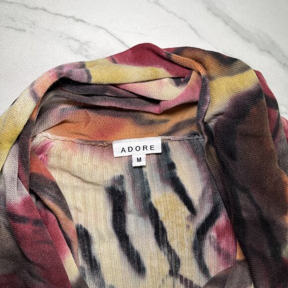 Adore Ribbed Open Front Long Sleeve Long Cardigan Art to Wear Funky Womens Sz M - Picture 2 of 10